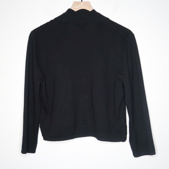 Cable &‎ Gauge Womens Open Front Cardigan Large Black Scalloped Cropped Office - Picture 2 of 10